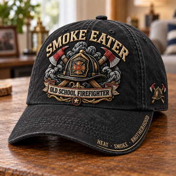 Smoke Eater Old School Firefighter Baseball Cap