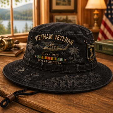 Vietnam Veteran Never Forgotten 1955–1975 Vintage Outdoor Boonie Hat