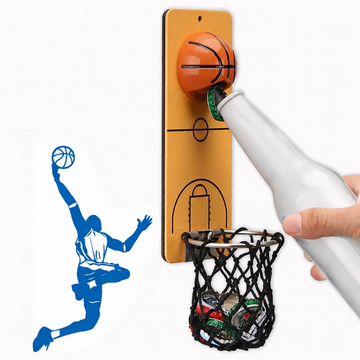 Wall Mount Basketball Bottle Opener with Caps Net