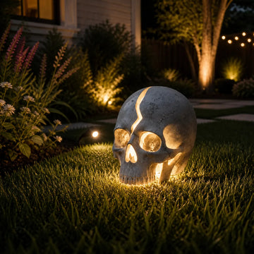 Cracked Skull Solar Garden Light