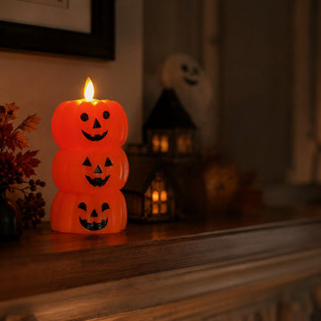 Flameless LED Pumpkin Stack Candle - Flickering Halloween Decor
