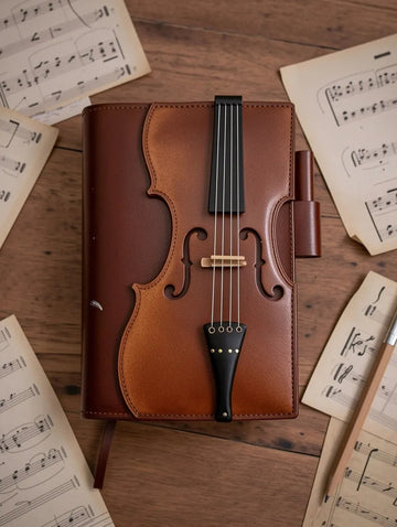 Vintage Violin Leather Notebook