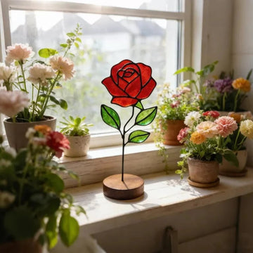 Handmade Stained Flower Freestanding Window Decor