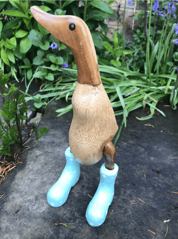 Hand Carved Wellies Duck Family