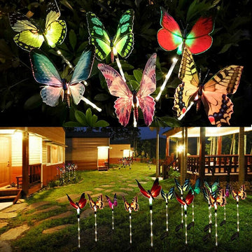 3Pcs Summer Colorful Gradient Butterfly Solar Garden Spotlight