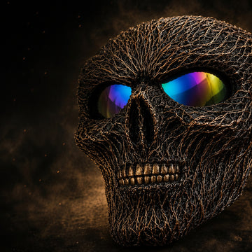 Full-Face Skeleton Cosplay Mask with Iridescent Goggles