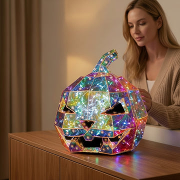 Prism Pumpkin Nightlight – Colorful LED Halloween Decor