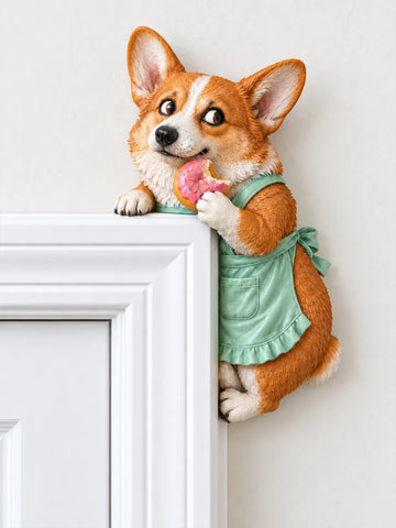 Adorable Corgi Door Frame Decor Funny Corner Wall Art
