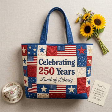 Personalized Quilted Tote Bag with Patriotic Design for Her