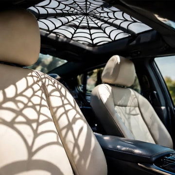 Halloween Sunroof Decal – Gothic Spiderweb & Bats Window Overlay
