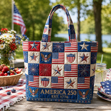 Personalized Quilted Tote Bag America 250 Patriotic Gift