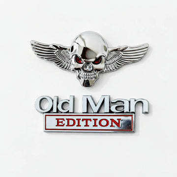 Old Man Edition Skull Metal Badge