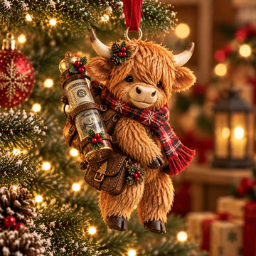 Highland Cow Christmas Cash Holder Ornament
