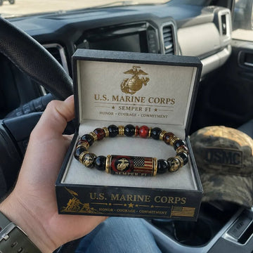 U.S. Marine Corps Semper Fi Tribute Beaded Bracelet