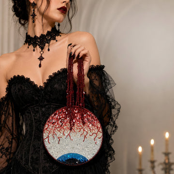 Hand-Beaded Round Eyeball Handbag