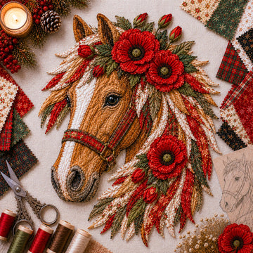 Floral Horse Patchwork Fabric DIY Decor Kit