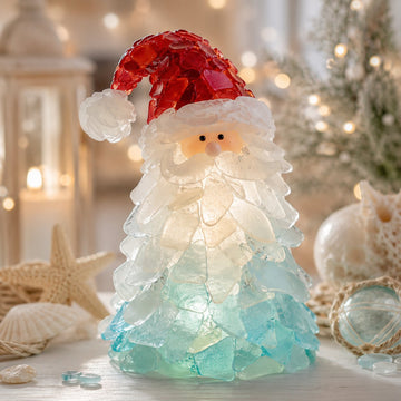 Beginner-Friendly DIY Lighted Sea Glass Santa Christmas Decor Kit