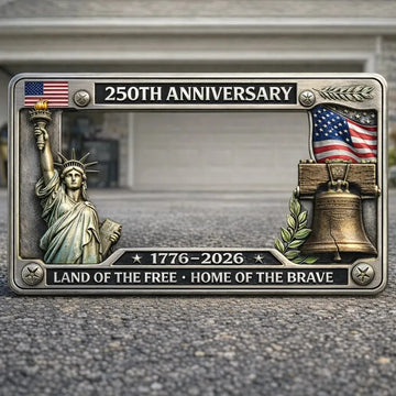 250th Anniversary License Plate Frame with Statue of Liberty & Liberty Bell