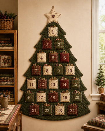 DIY 24-Pocket Fabric Christmas Advent Tree Kit