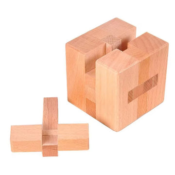 Luban Lock Puzzle - Wooden Interlocking Brain Teaser for Adults & Kids