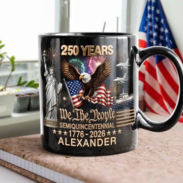 250 Years America We The People Black Mug