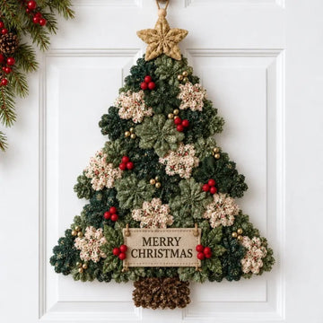 DIY Christmas Door Decor Set with Fabric Flowers