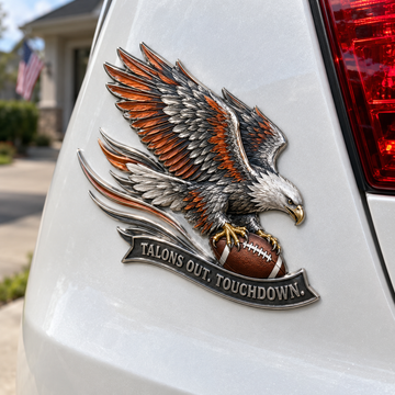"Talons Out. Touchdown!" Premium Metal Eagle Car Emblem