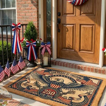 250 Years Freedom Coir Doormat for Patriotic Home Decor