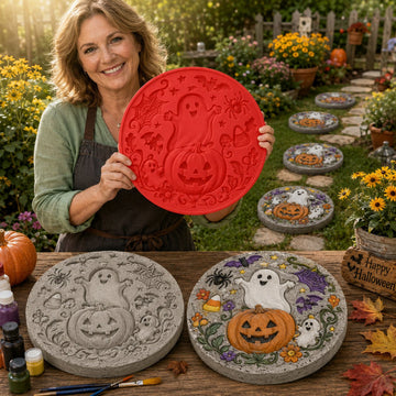 Reusable Haunted Pumpkin Halloween Stepping Stone Mold