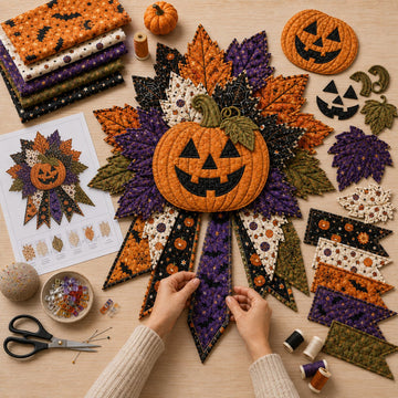 DIY Quilted Halloween Pumpkin Door Hanger Kit